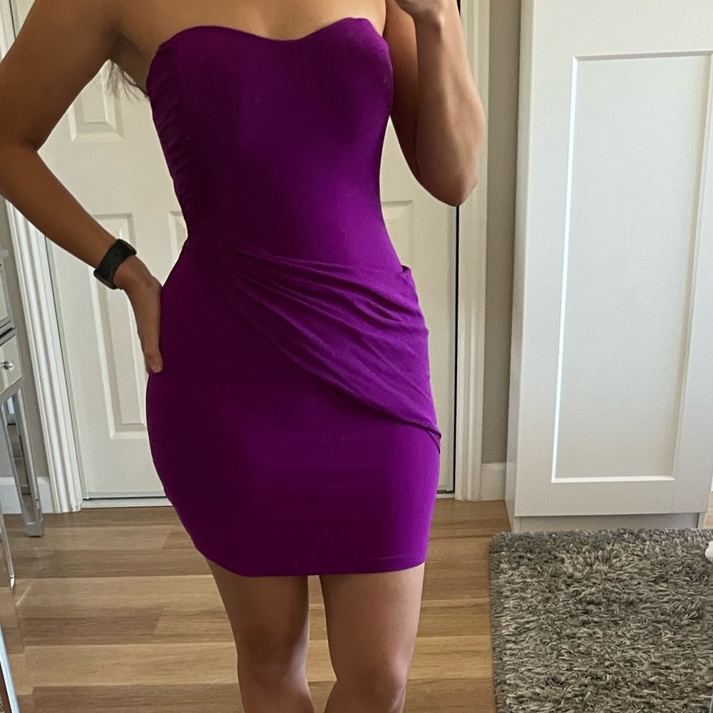 Purple Draped Mini Dress
